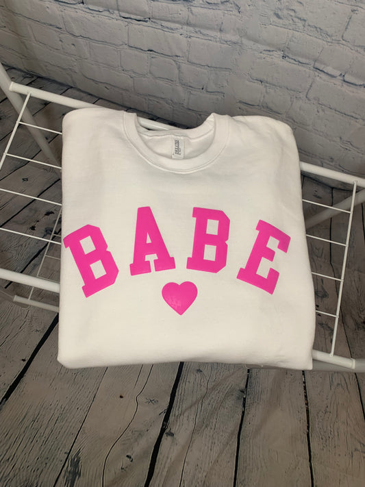 Pink Puff Babe White Sweatshirt