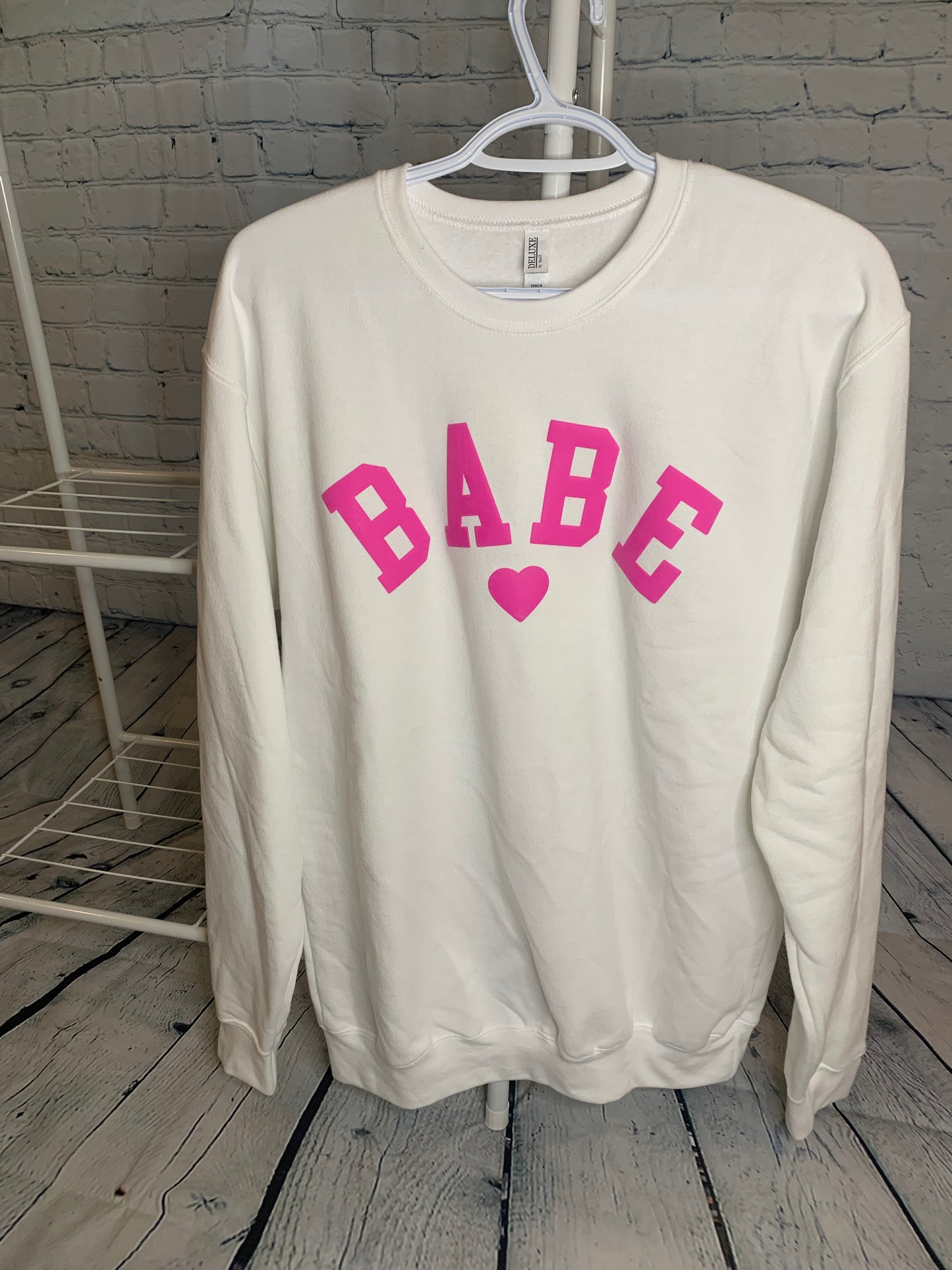 Pink Puff Babe White Sweatshirt