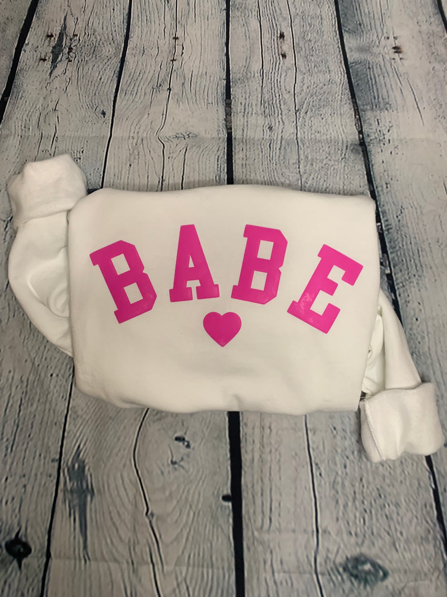 Pink Puff Babe White Sweatshirt