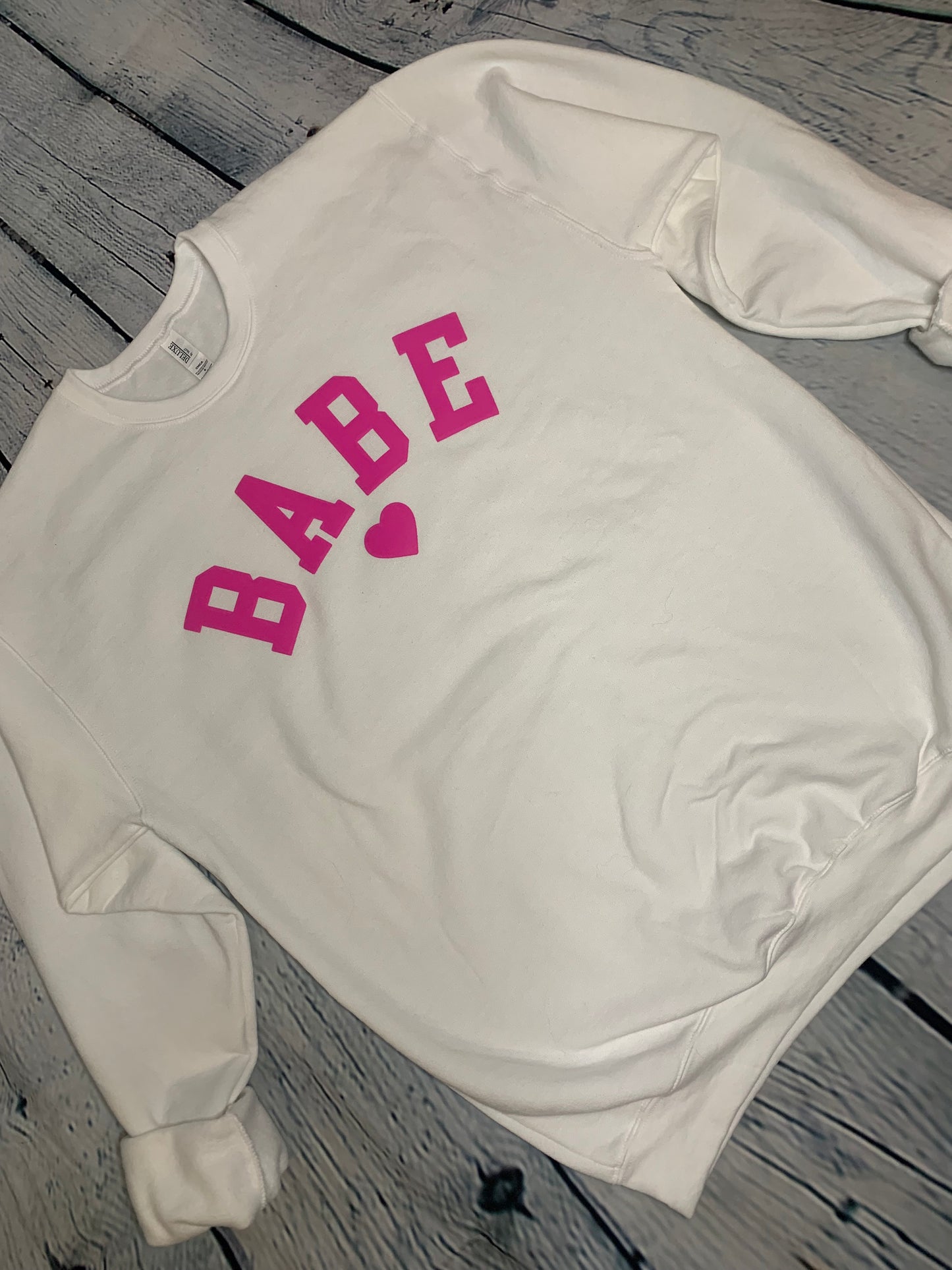 Pink Puff Babe White Sweatshirt